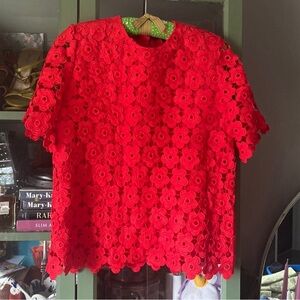 Juicy Couture Red Floral Lace Top